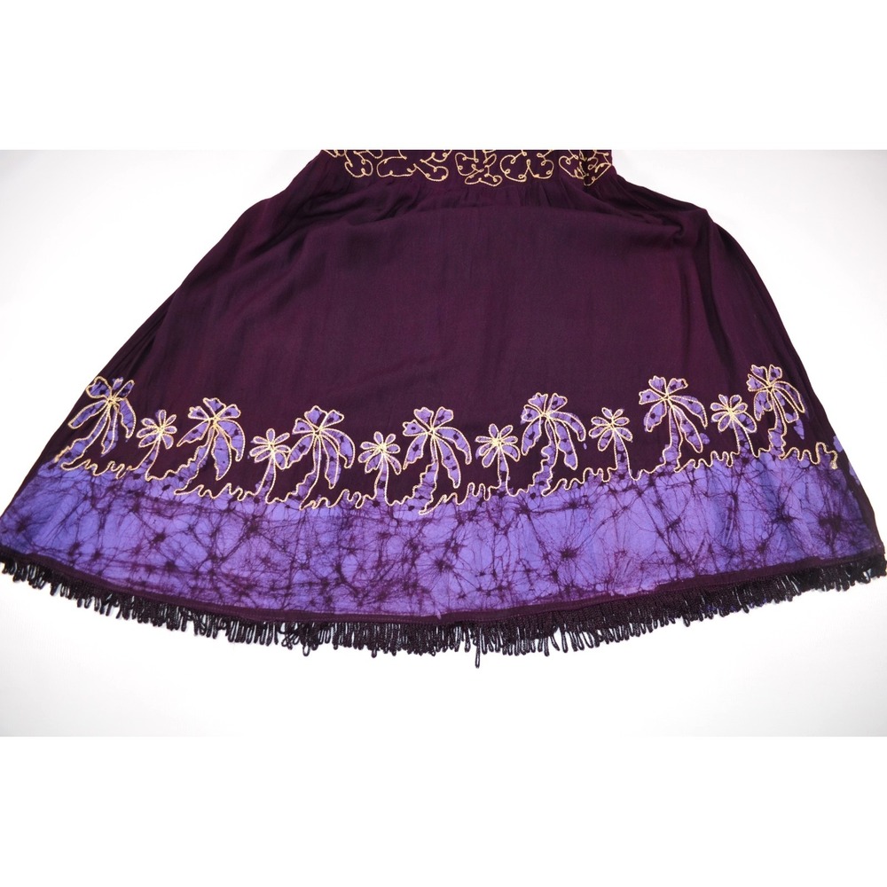 Advance Apparels Women's Sleeveless Deep Purple Dress Floral Embroidered Free Sz - Picture 10 of 13